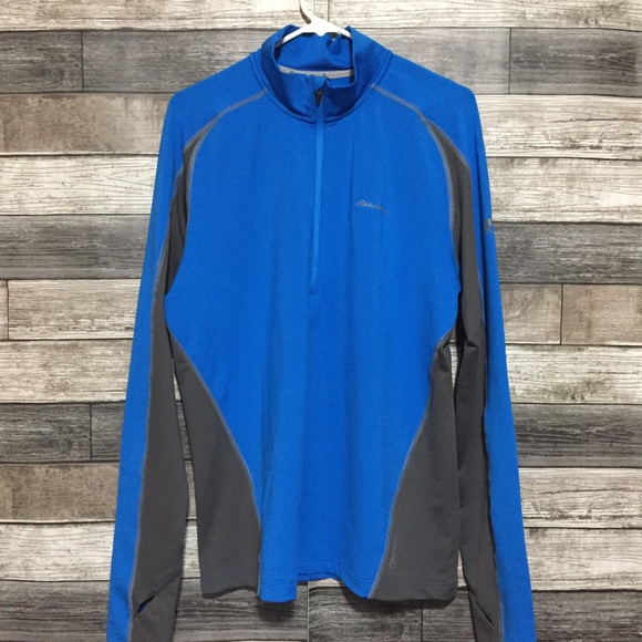 Eddie Bauer First Ascent 1/4 Zip Pullover Men L Blue Gray Stretch Free Heat Pro - Picture 3 of 10